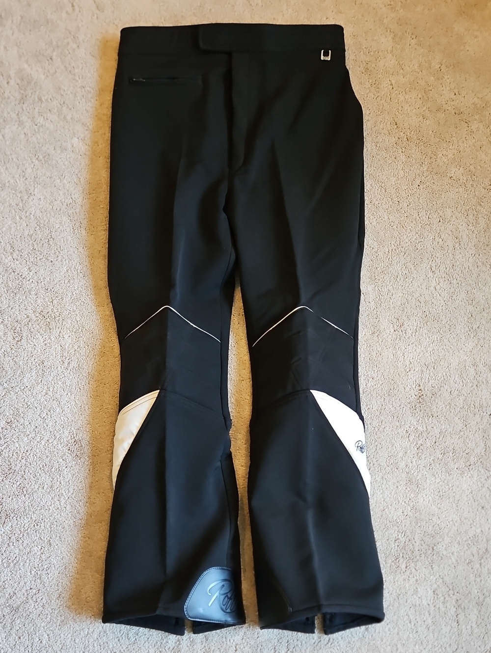 Roffe Black and White Boot-Cut Ski Pants with Contrast Panels